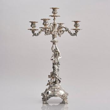 Lale Silverware & Co Ltd, femarmade kandelabrar, tre stycken, sterling silver, Istanbul, Turkiet 1900-tal.