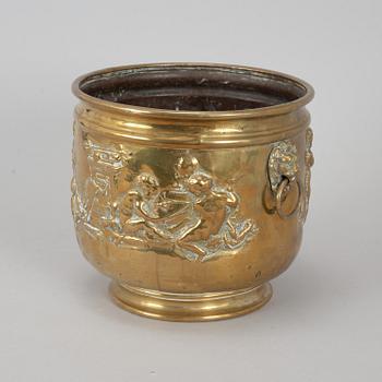A 19th century brass flower pot.