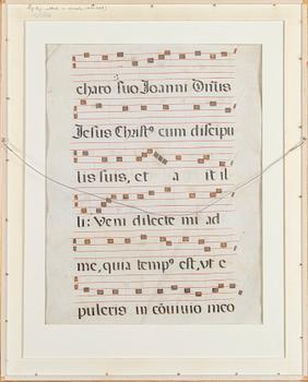 A vellum music sheet.