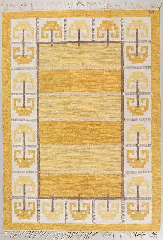 A flat weave, signed W, around the mid 20th century, ca 243 x 172 cm.