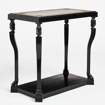 Axel Einar Hjorth, an ebonised oak Swedish Grace tiled top table, Nordiska Kompaniet 1931. Tile top by Edgar Böckman.