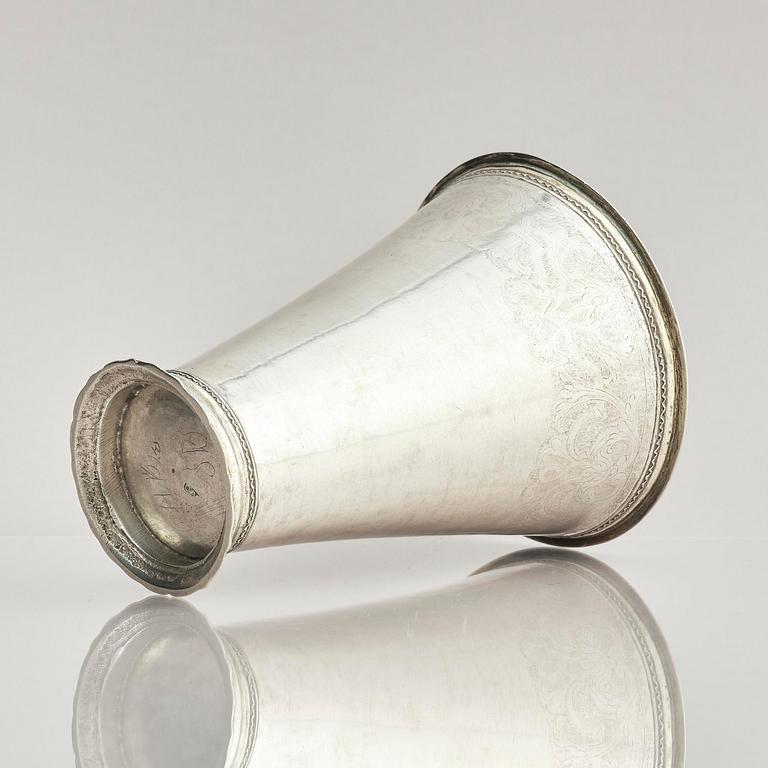 A Swedish 18th century parcel-gilt silver beaker, mark of Christoffer Wasserman, Lindesberg (1734-1770).