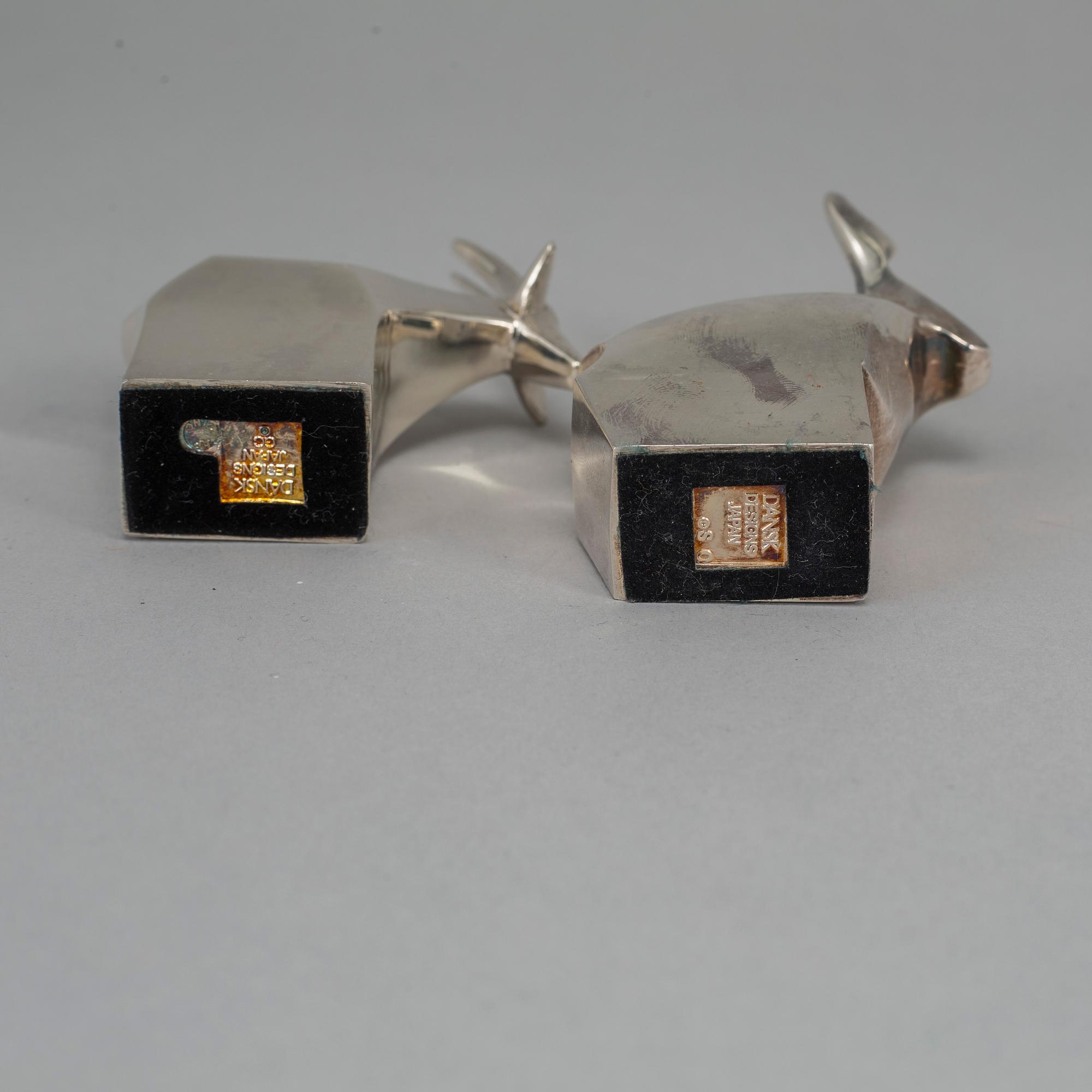 Two electro plated zinc figurines from Dansk Designs, Japan.
