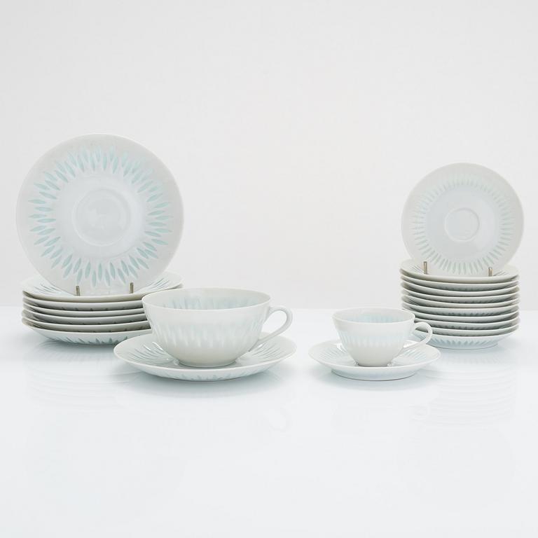 Friedl Holzer-Kjellberg, tea and mocha/espresso set, 19 pairs, rice porcelain, signed F.H.Kj Arabia.