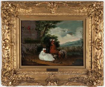 MELCHIOR DE HONDECOETER, hans art, olja på pannå.