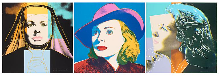 Andy Warhol, "Three portraits of Ingrid Bergman by Andy Warhol".