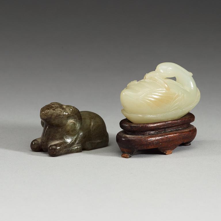 Two Chinese nephrite figures.