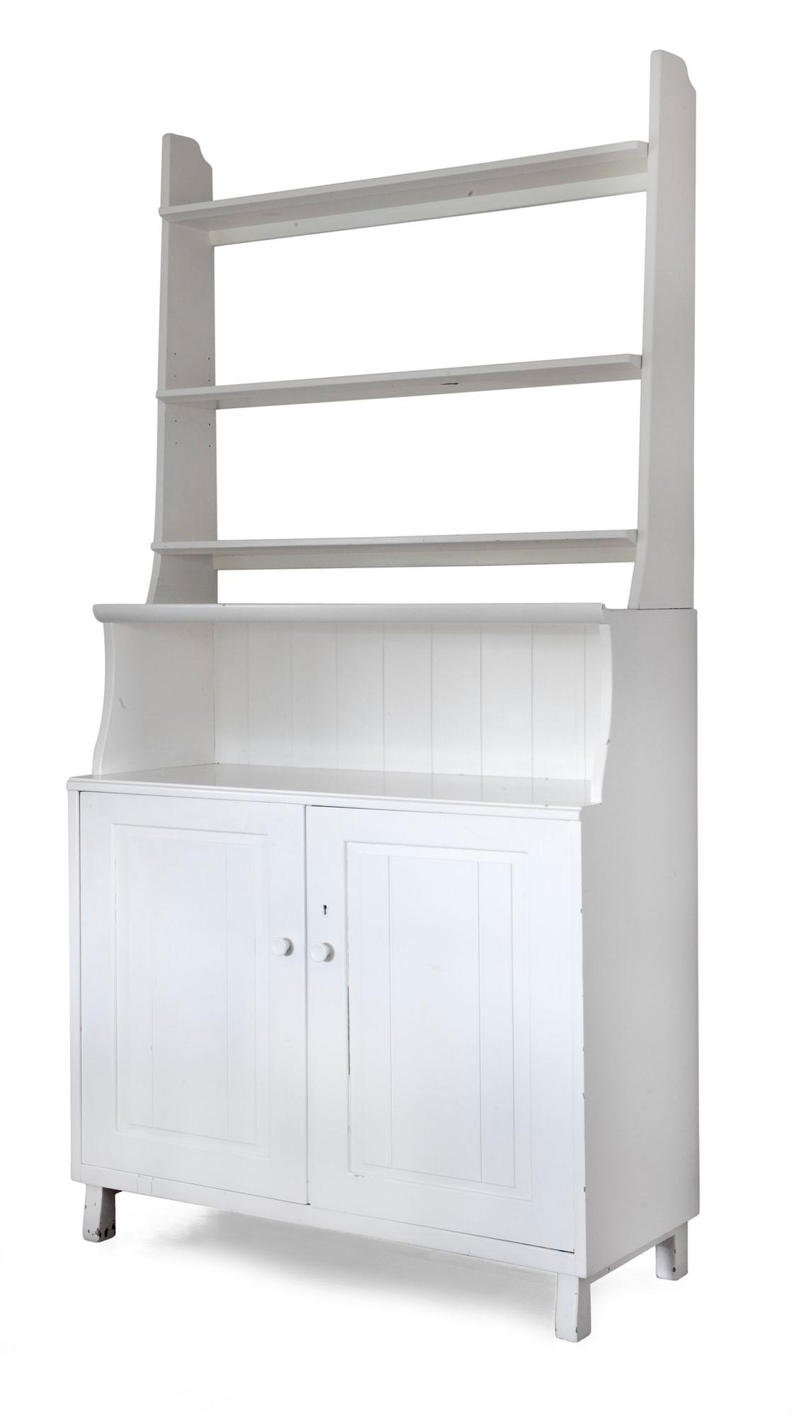 A CABINET WITH SHELVES,