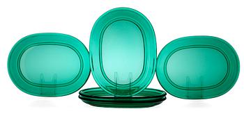 475. A set of eleven Josef Frank green glass plates, Reijmyre or Gullaskruf, Svenskt Tenn.