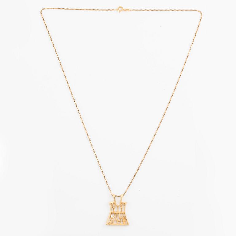 Necklace, pendant, Robbert, 18K gold. Accompanying chain 18K gold. Sweden, 1990.