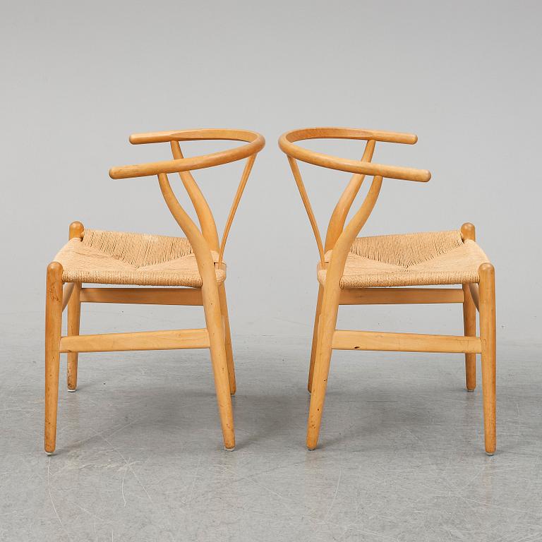 HANS J WEGNER, stolar, 6 st, "CH24" "Y-stolen", Carl Hansen & Son, Odense, Danmark, 1950-tal.