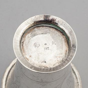 PETTER GILLBERG, two silver cups, Varberg 1765 & 1770.