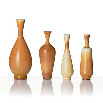 Berndt Friberg, a set of 10 stoneware vases and 2 bowls, Gustavsberg Studio, Sweden, 1960s.