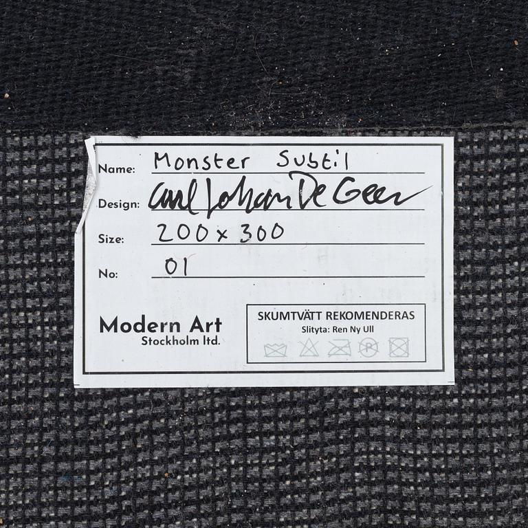 Carl Johan De Geer, a hand tufted carpet, "Monter Subtil", ca. 297 x 199 cm, signed and numbered 1/25.