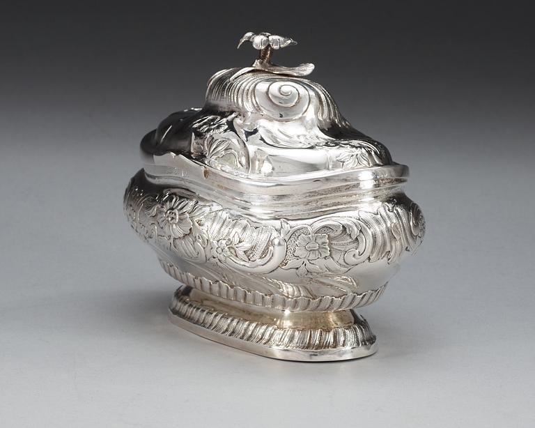 A Swedish 18th century silver sugar-box, makers mark of Mathias Grahl, Göteborg 1764.