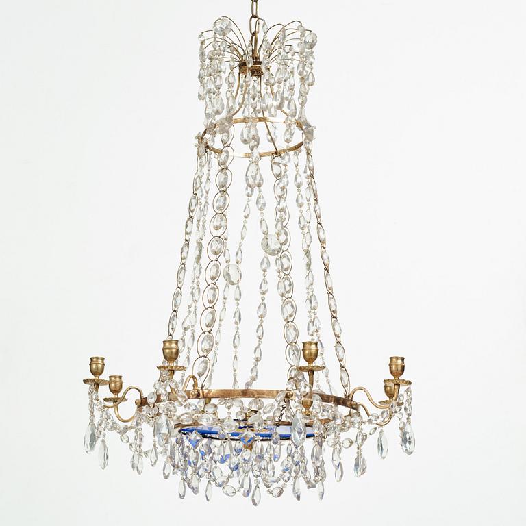 A late Gustavian circa 1800 nine-light chandelier.