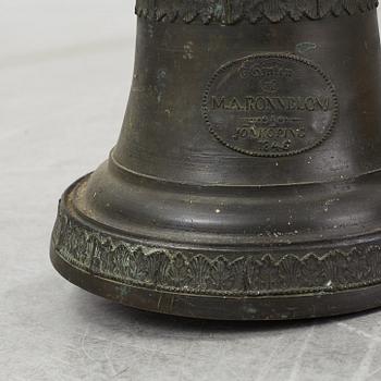 A bronze bell cast by M A Rönnblom, Jönköping 1846.