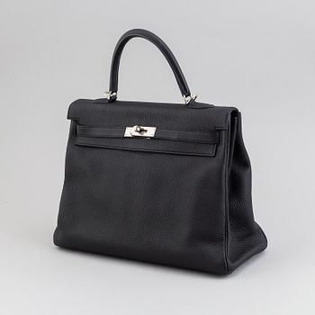 Hermès, a 'Kelly 35' black leather bag, 2017.