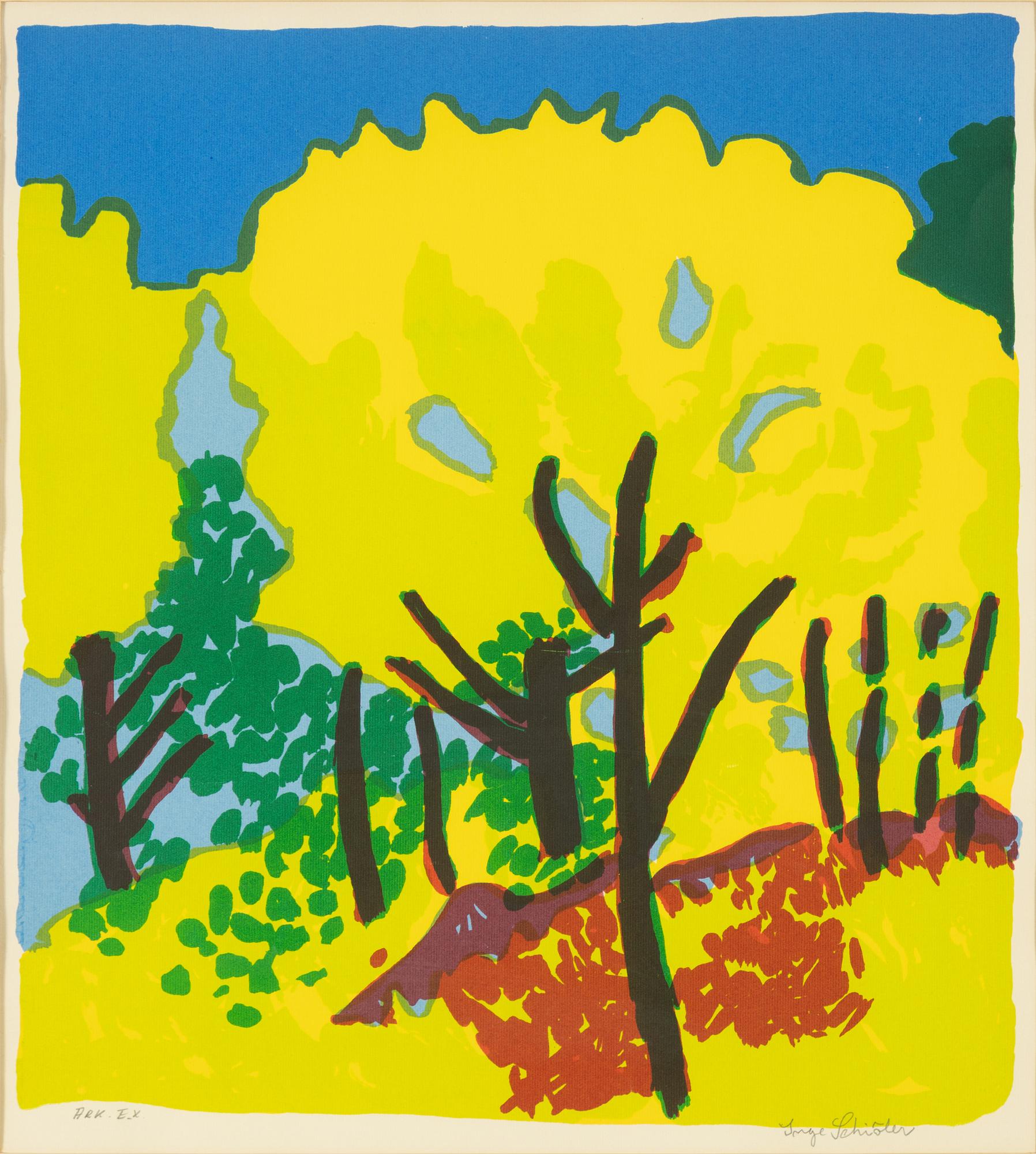 Inge Schiöler, screenprint in color, signed archive example.