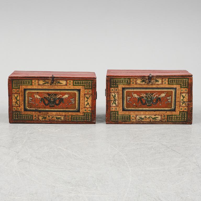 Two Chinese wooden cabinets, 20th century.