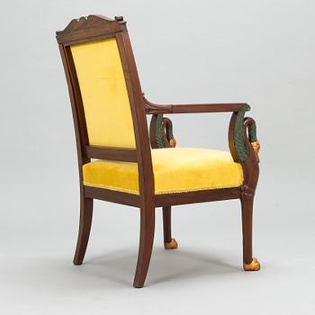 A French, Empire style armchair, around 1820s.