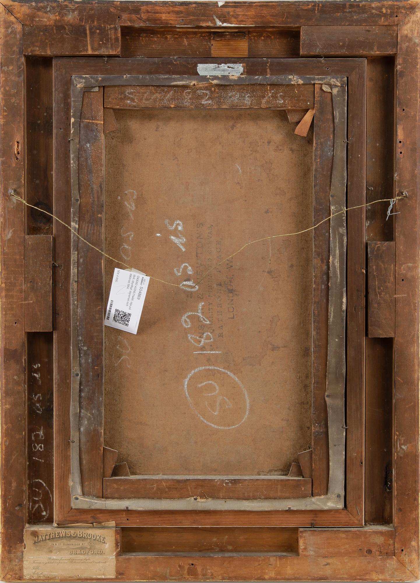 OKÄND KONSTNÄR, olja på duk, otydligt signerad och daterad 1914.