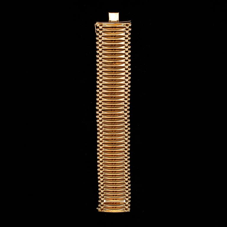 ARMBAND, guld 18K, stämplad Brevet, 1950-60-talet. Vikt 67 gram.