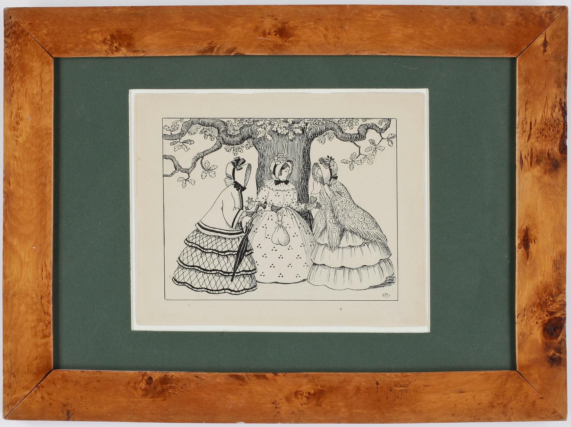 ELSA BESKOW, tuschteckning, monogramsignerad.