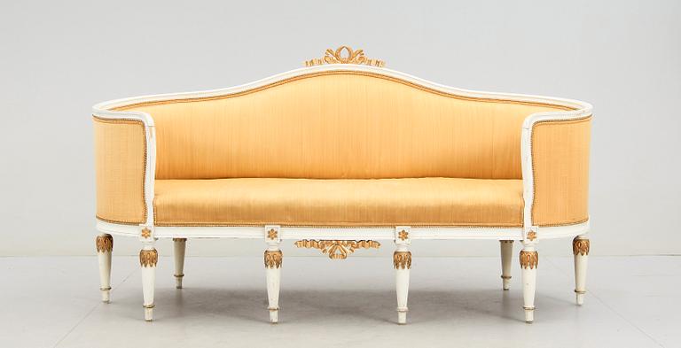 SALONGSGRUPP, 6 delar, Louis XVI stil, sent 1800-tal.