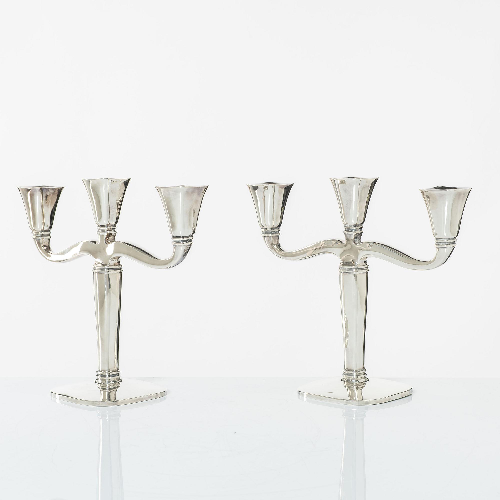Candelsticks, a pair, silver, first half/mid 20th Century.