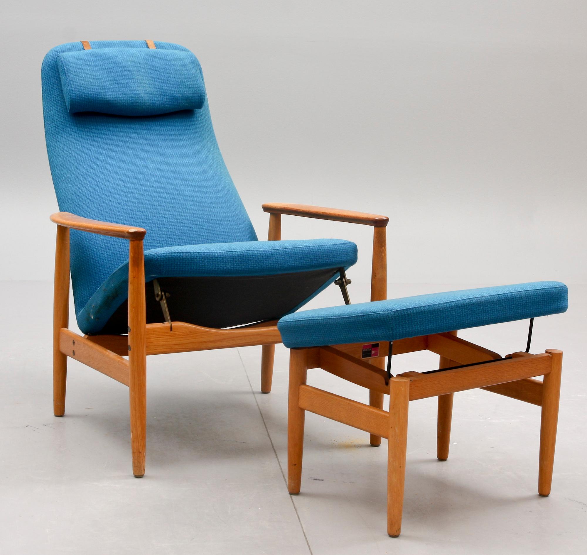 FÅTÖLJ med FOTPALL, "Contour-Set 327" Alf Svensson för Bra Bohag, Ljungs Industrier AB.