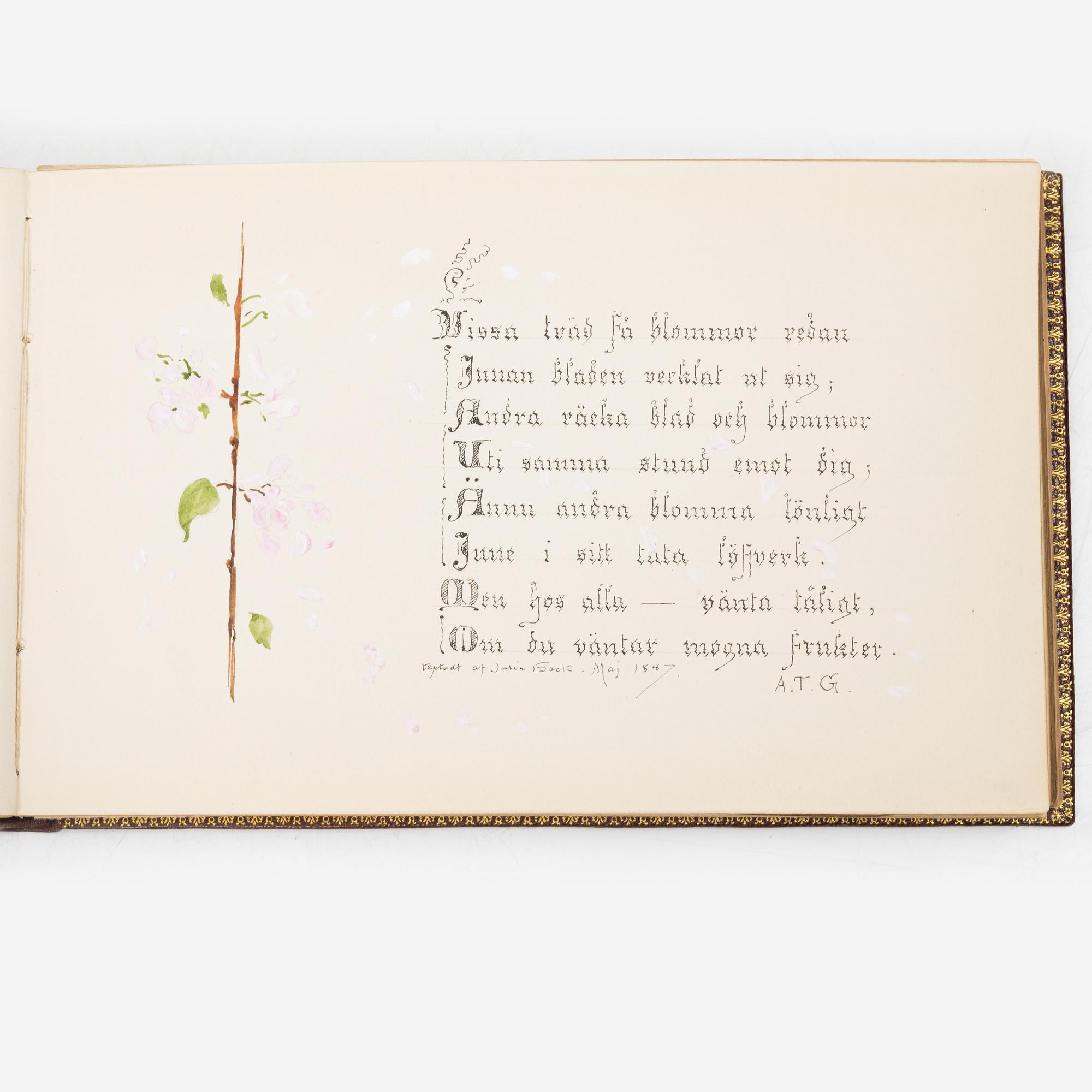 Album with among other things 16 pieces of watercolours and drawings by Swedish artists.