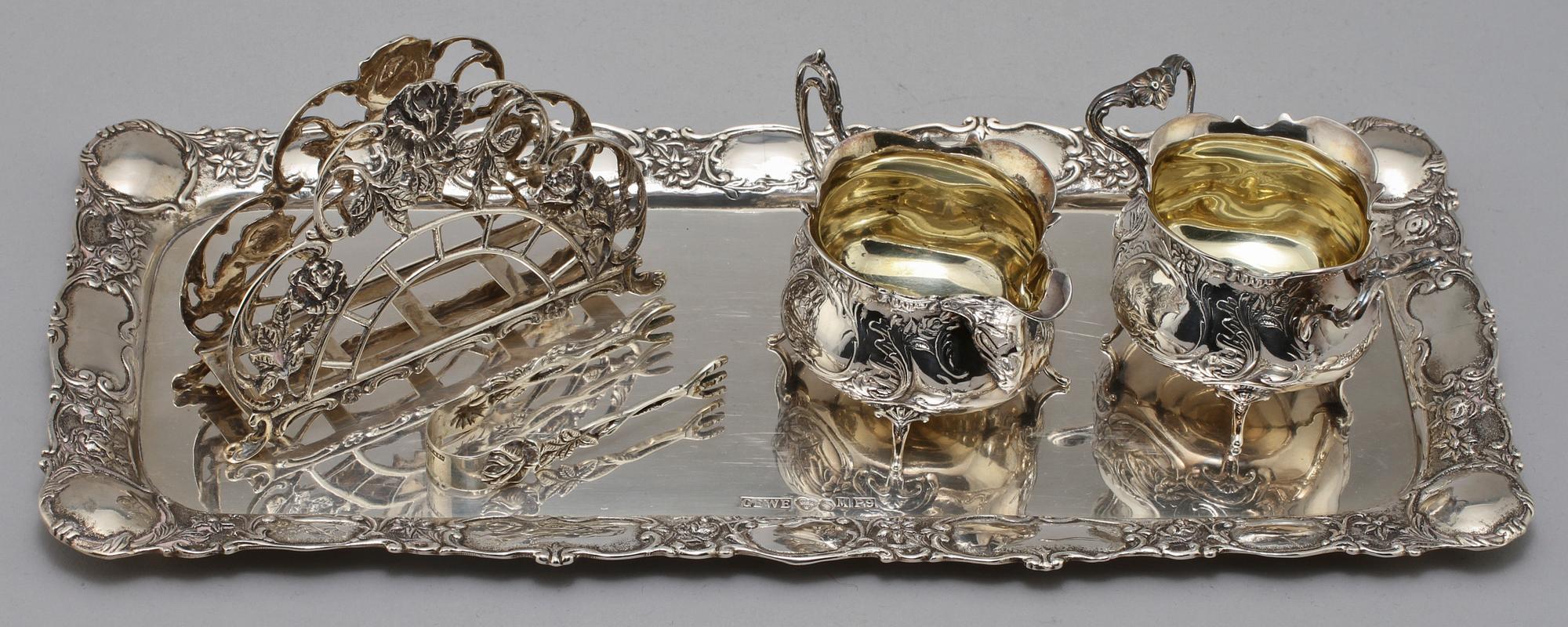 PARTI SILVER, 5 delar, GEWE, Malmö, 1900-talets andra hälft. Vikt 750 g.