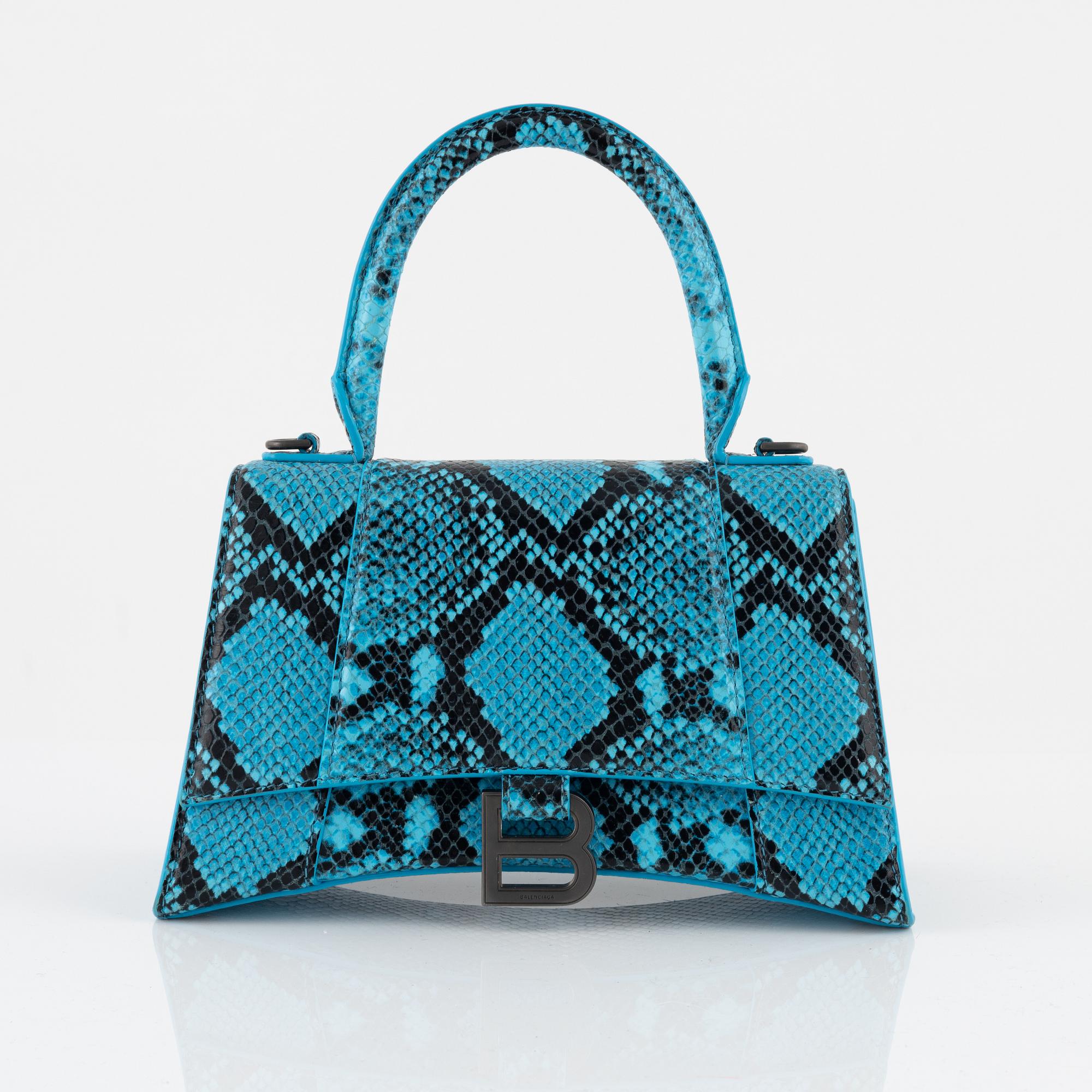 Balenciaga, A snakeskin Embossed Leather 'Hourglass Small' bag.