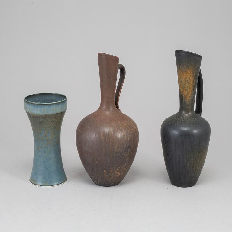 GUNNAR NYLUND, three stoneware vases, Rörstrand, Sweden 1950-60's.