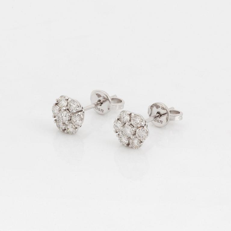 Brilliant-cut diamond earrings.