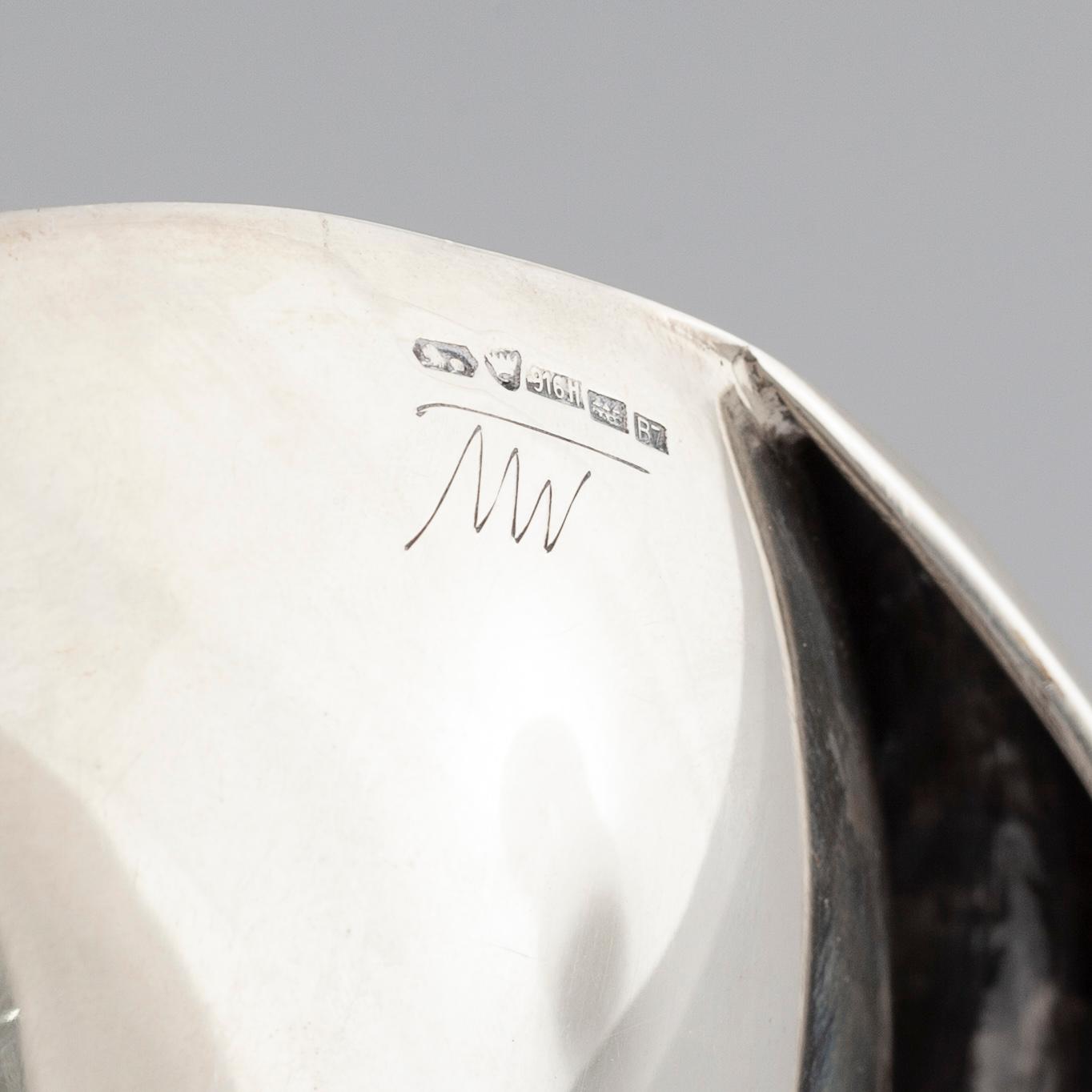 TAPIO WIRKKALA, a silver bowl, Hopeakeskus Tavastehus, model "Lieve", 1955.