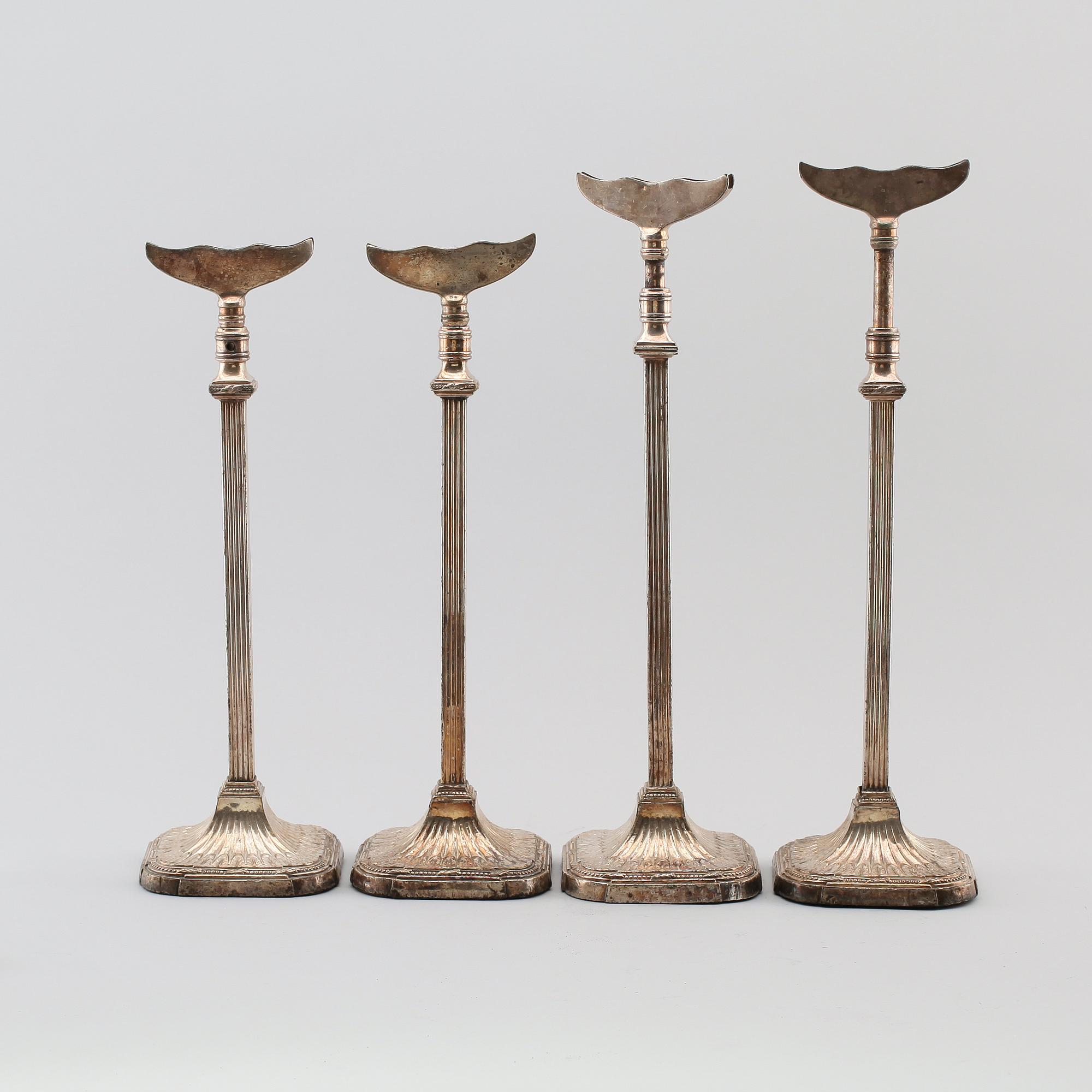 MENYHÅLLARE, 4 st, pläter, regencystil, England, 1800-/1900-tal.