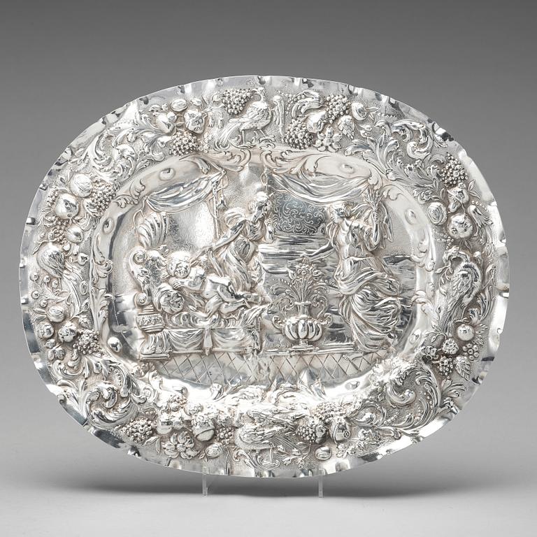 Arnold von der Hagen, presenterfat, silver, Norrköping (verksam 1695-1740(-42)), före 1700, barock.