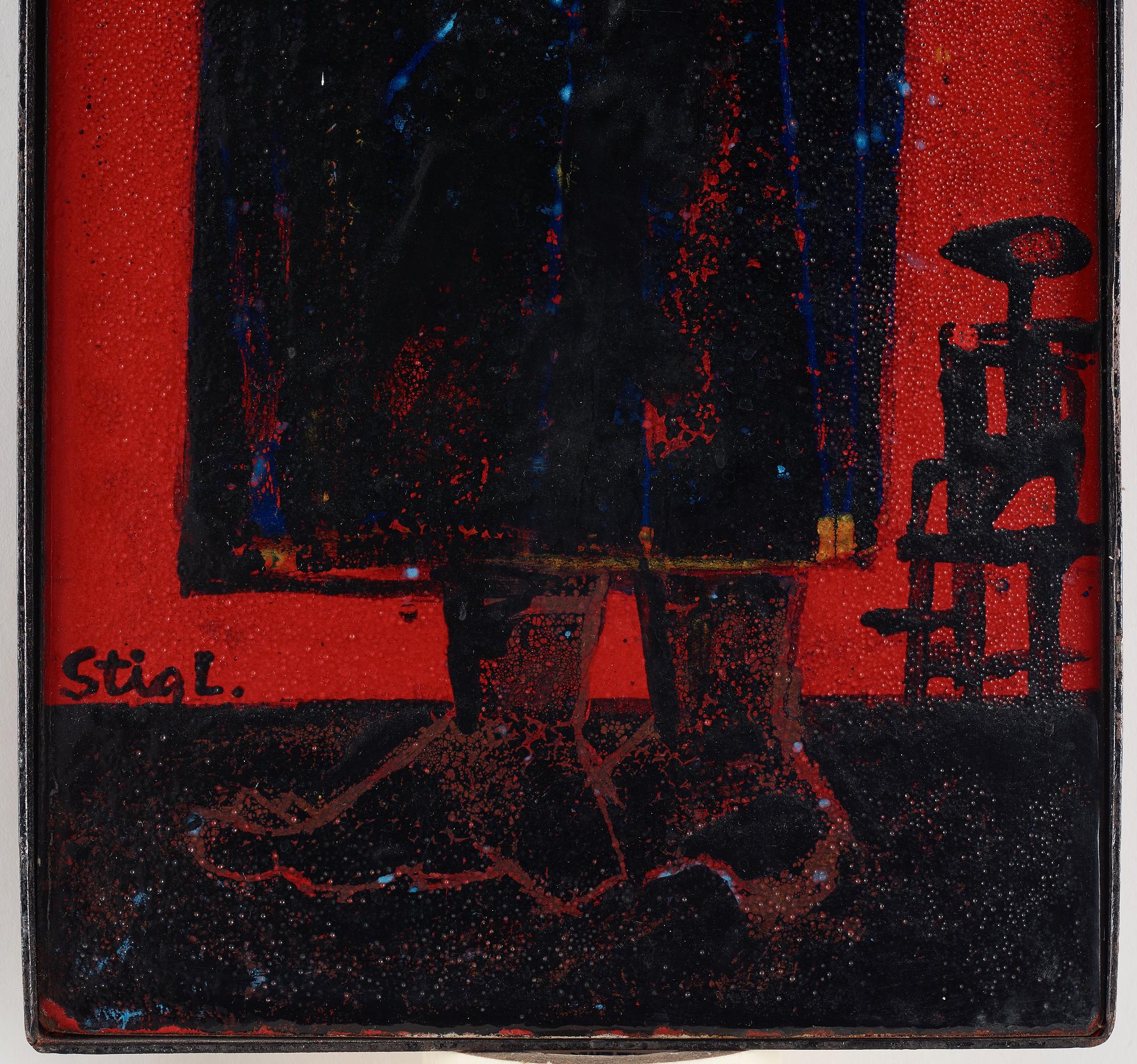 Stig Lindberg, an enamel panel for Gustavsberg, Sweden 1950's.