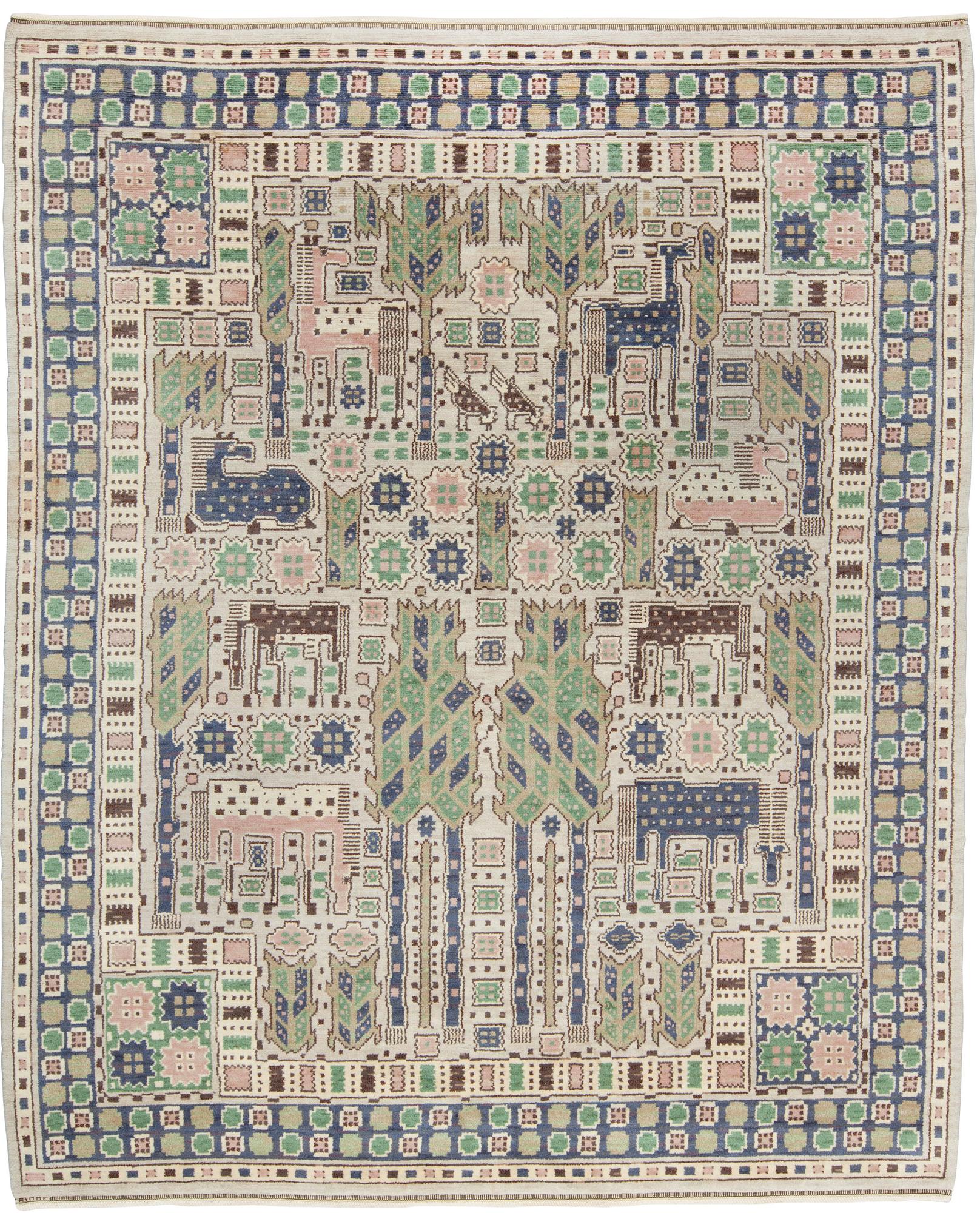 CARPET. "Hästhagen". Knotted pile. 340,5 x 276,5 cm. Signed AB MMF.