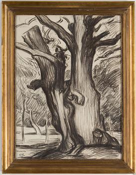 KARL NORDSTRÖM, charcoal on paper, signed KN with monogram. Executed in 1923.