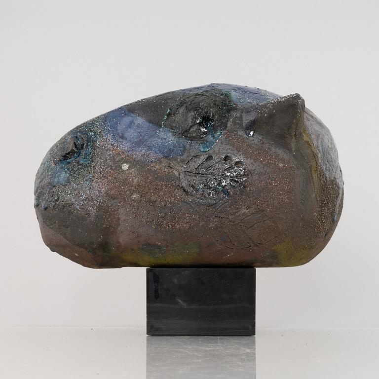 Henrik Allert, a stoneware sculpture of an animal's head, signed.