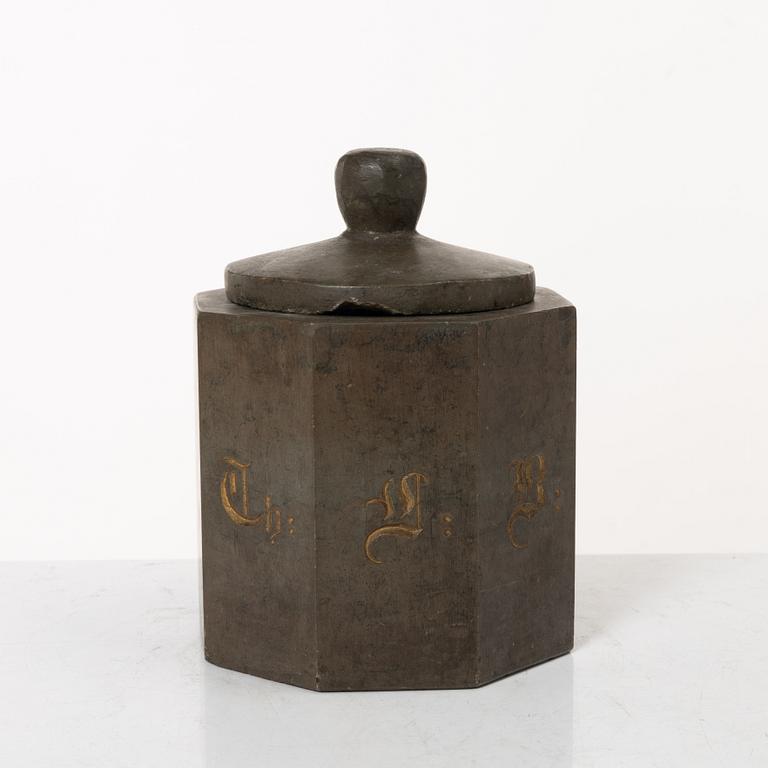 A Swedish limestone tobacco jar, mid 19th century.