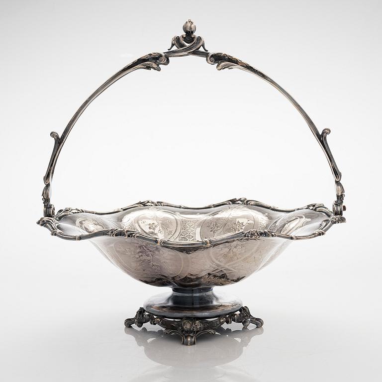 Hedelmäkori, hopeoitu, Christofle, Ranska, noin 1900-luvun puoliväli.