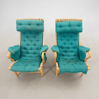 Bruno Mathsson, armchairs, 1 pair, "Pernilla", for Dux, late 20th century.