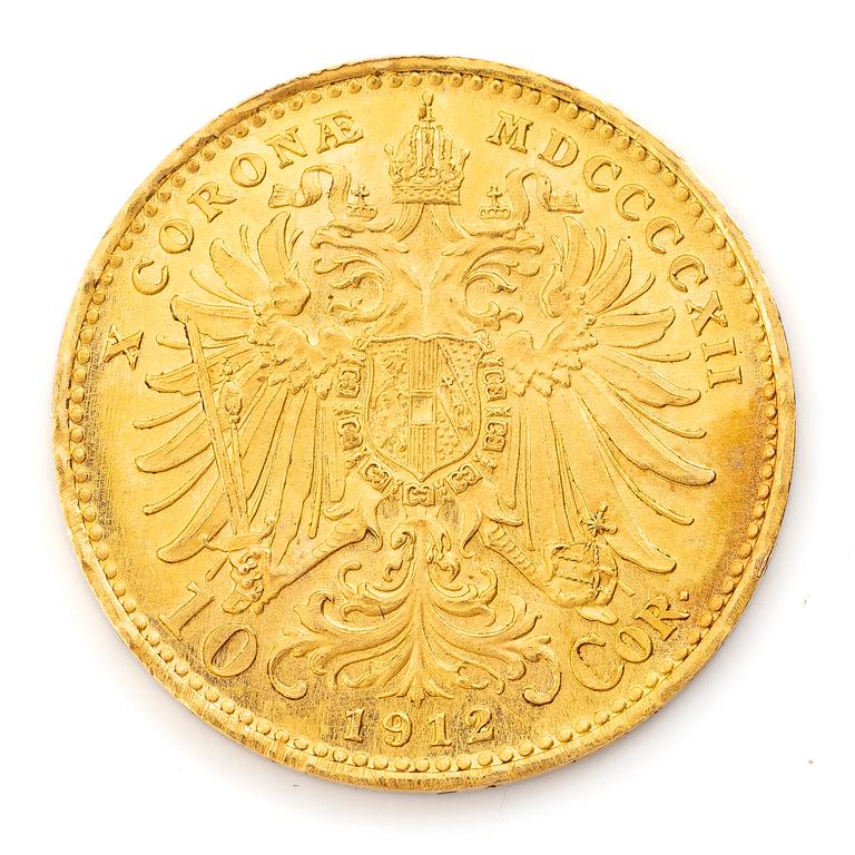 Guldmynt, Österrike-Ungern, Franz Joseph, 10 Corona, 1912.