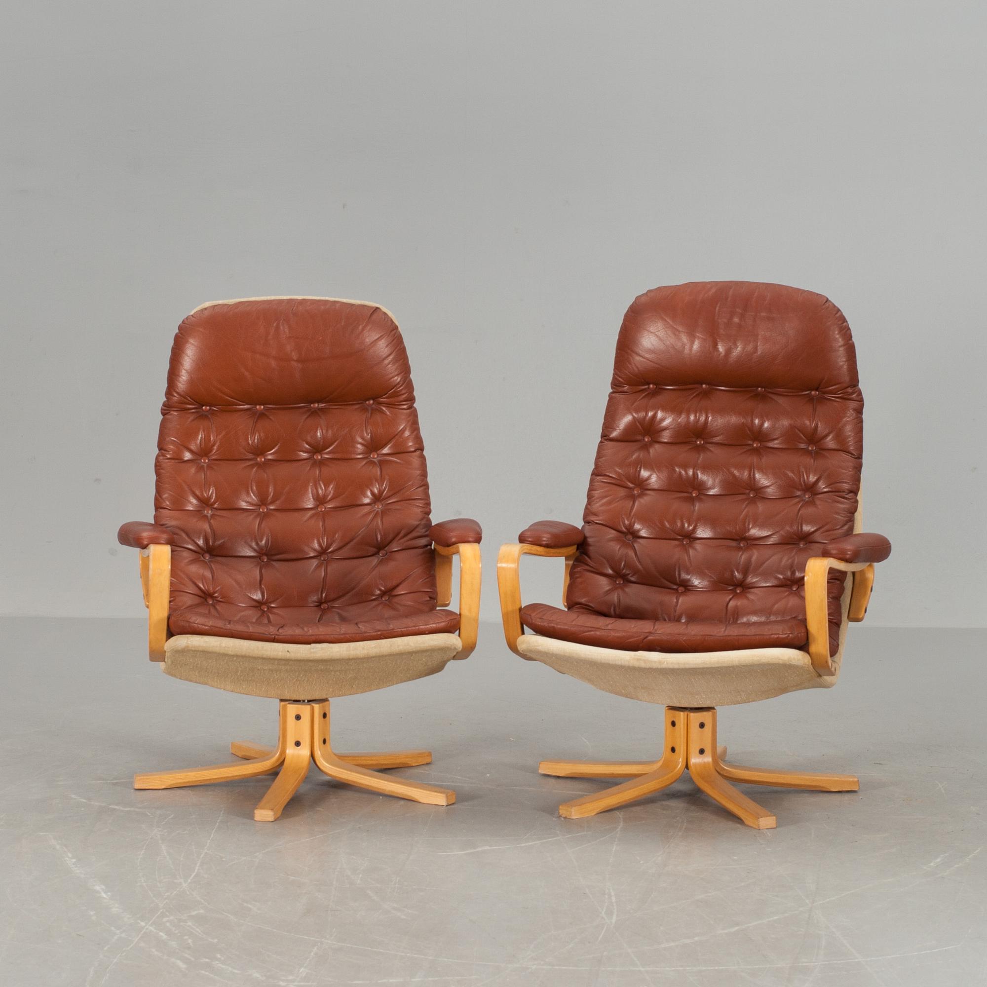 FÅTÖLJER, ett par "Mona Roto", Sam Larsson, Dux, 1970-tal.