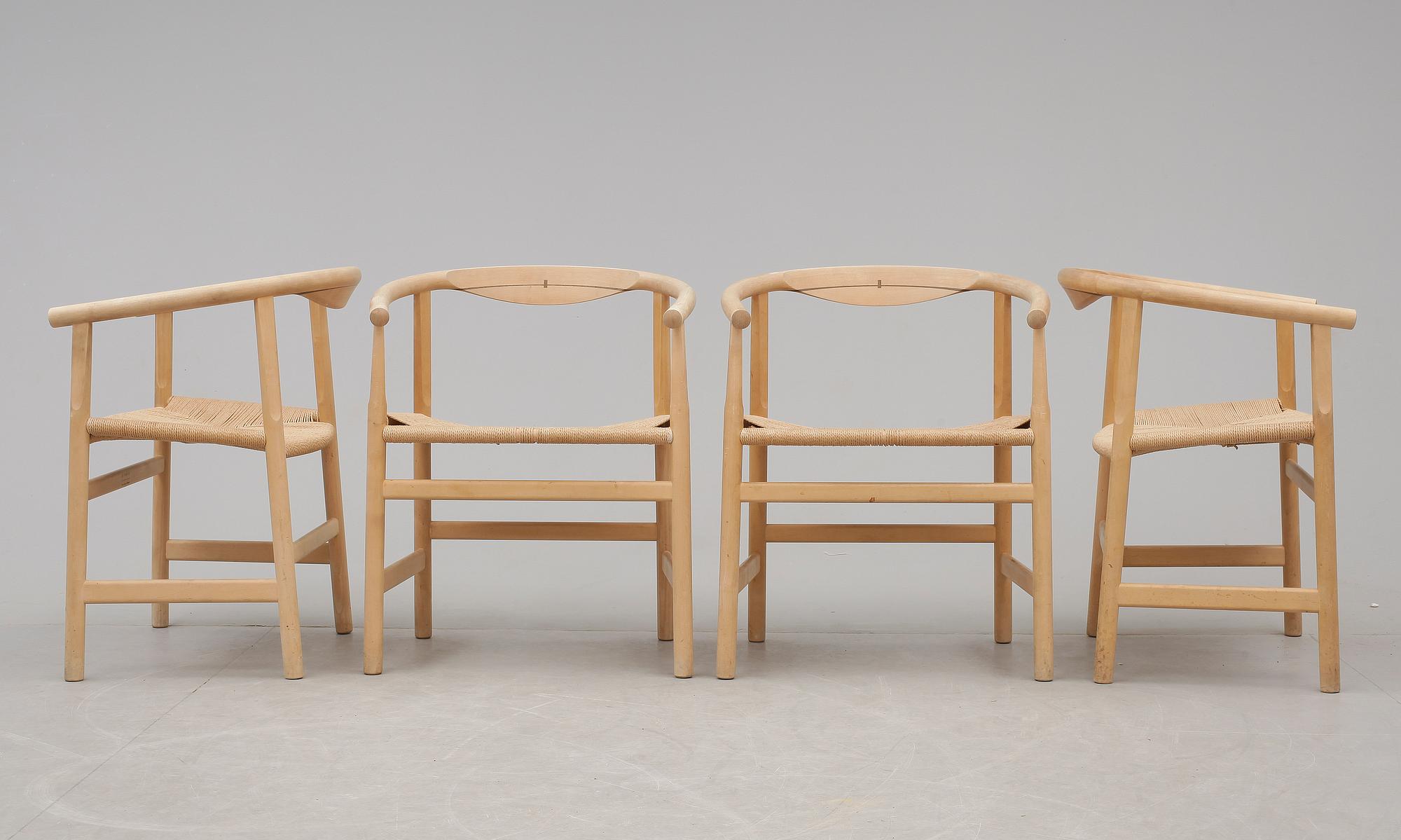 KARMSTOLAR, 4 st, pp 201/203, Hans J Wegner för PP Möbler, Alleröd, Danmark. Formgiven 1969.