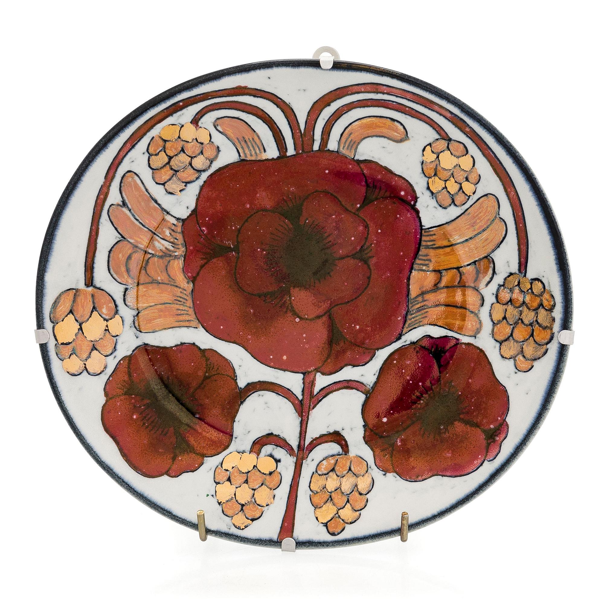 Birger Kaipiainen, dekorationstallrik,stengods, signerad Kaipiainen Arabia.